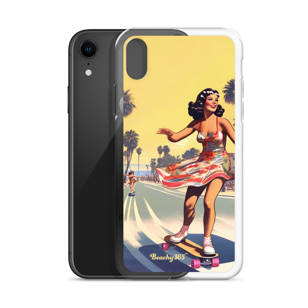Retro Beach Skateboard Lady iPhone Case