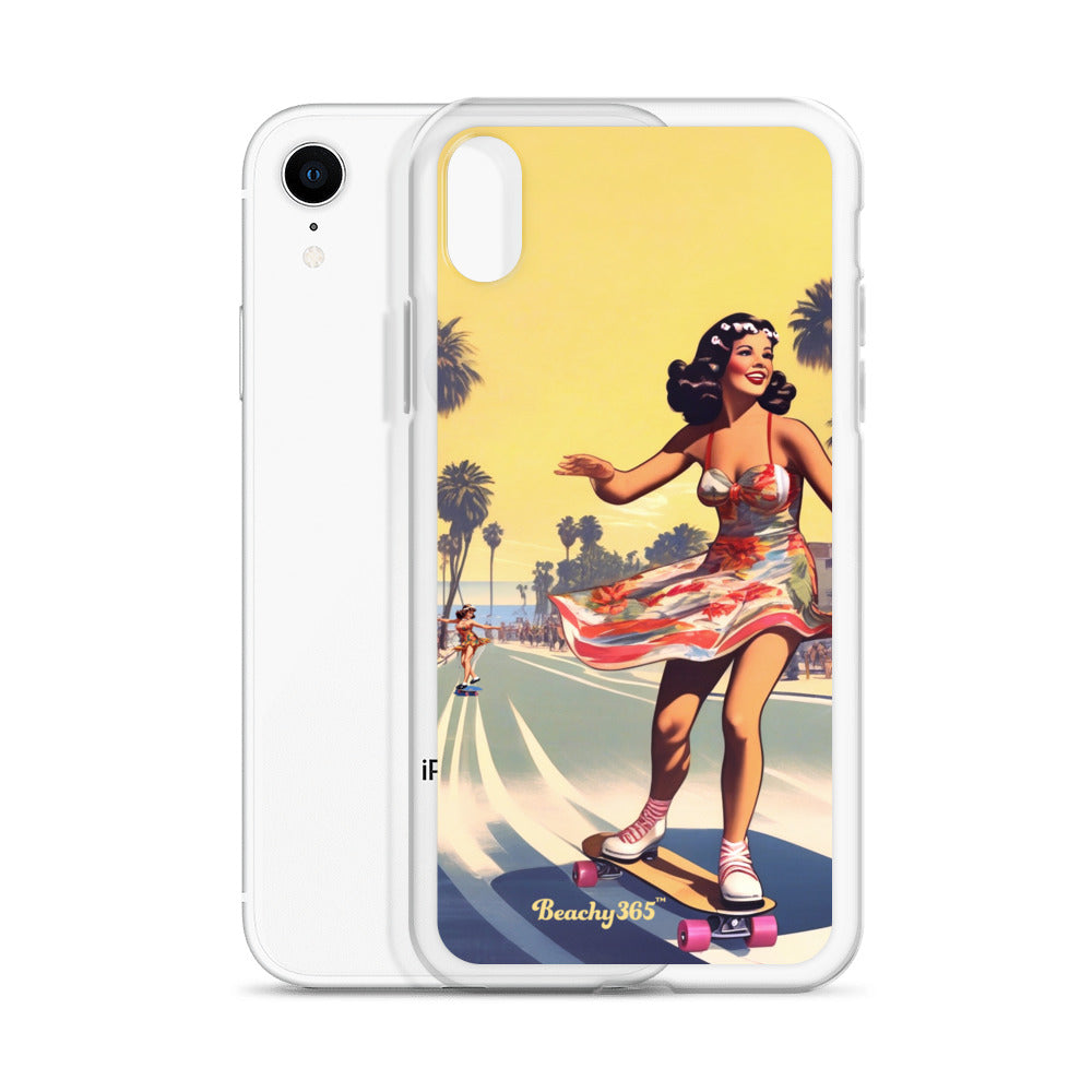 Retro Beach Skateboard Lady iPhone Case