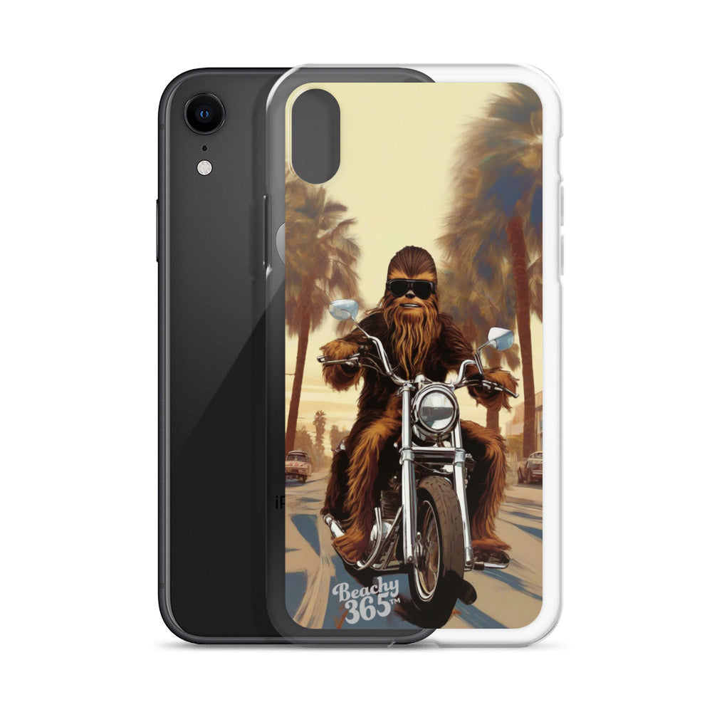 Bigfoot Riding Motorcycle at the Beach iPhone Case
