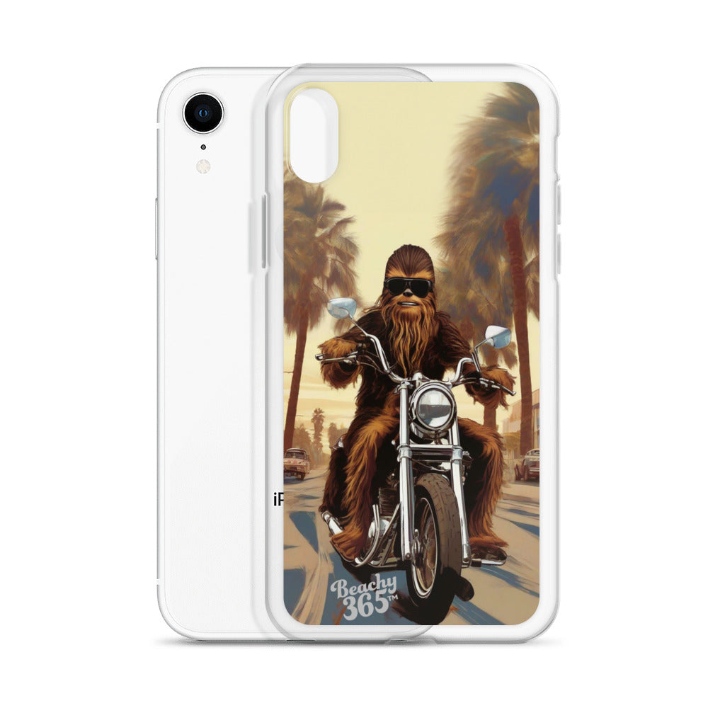 Bigfoot Riding Motorcycle at the Beach iPhone Case
