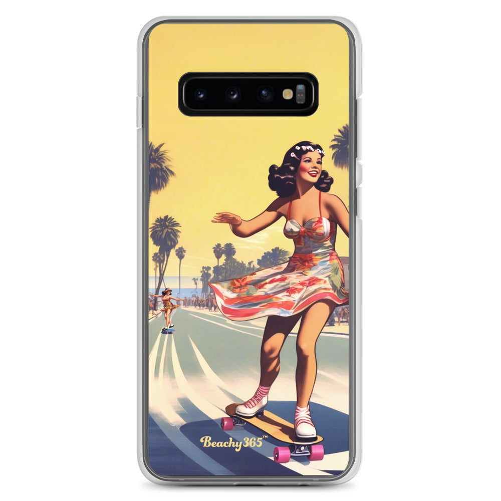 Retro Beach Skateboard Lady Samsung Phone Case