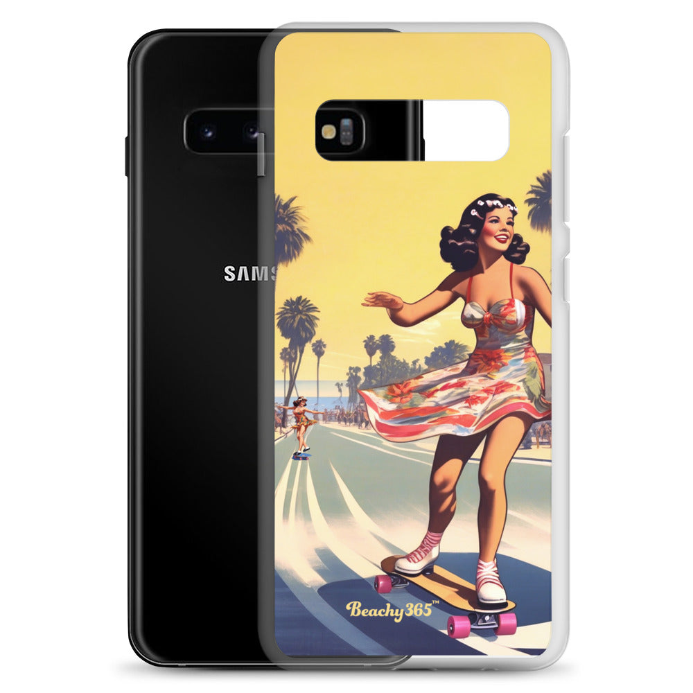 Retro Beach Skateboard Lady Samsung Phone Case