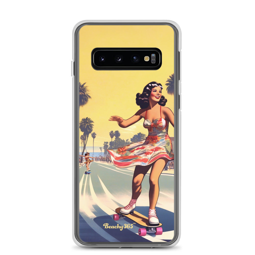 Retro Beach Skateboard Lady Samsung Phone Case