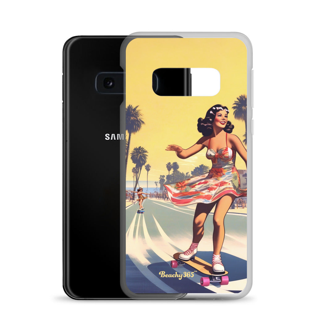 Retro Beach Skateboard Lady Samsung Phone Case