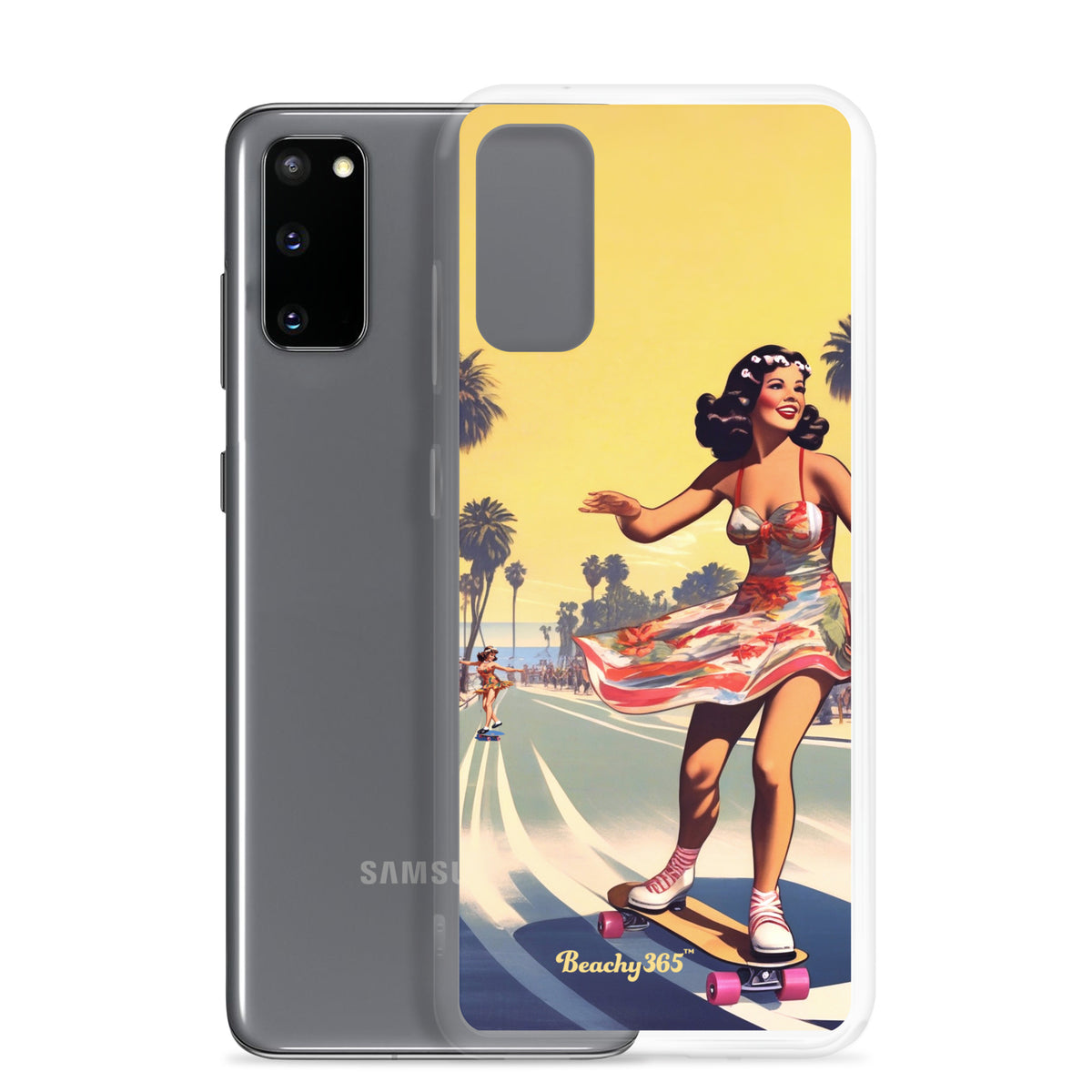 Retro Beach Skateboard Lady Samsung Phone Case