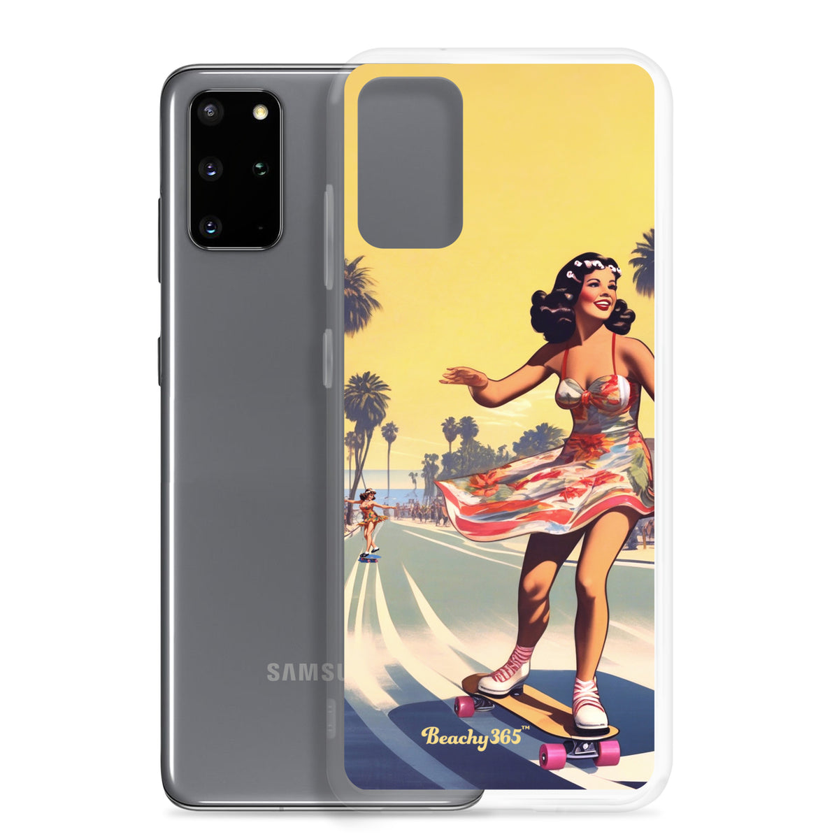 Retro Beach Skateboard Lady Samsung Phone Case