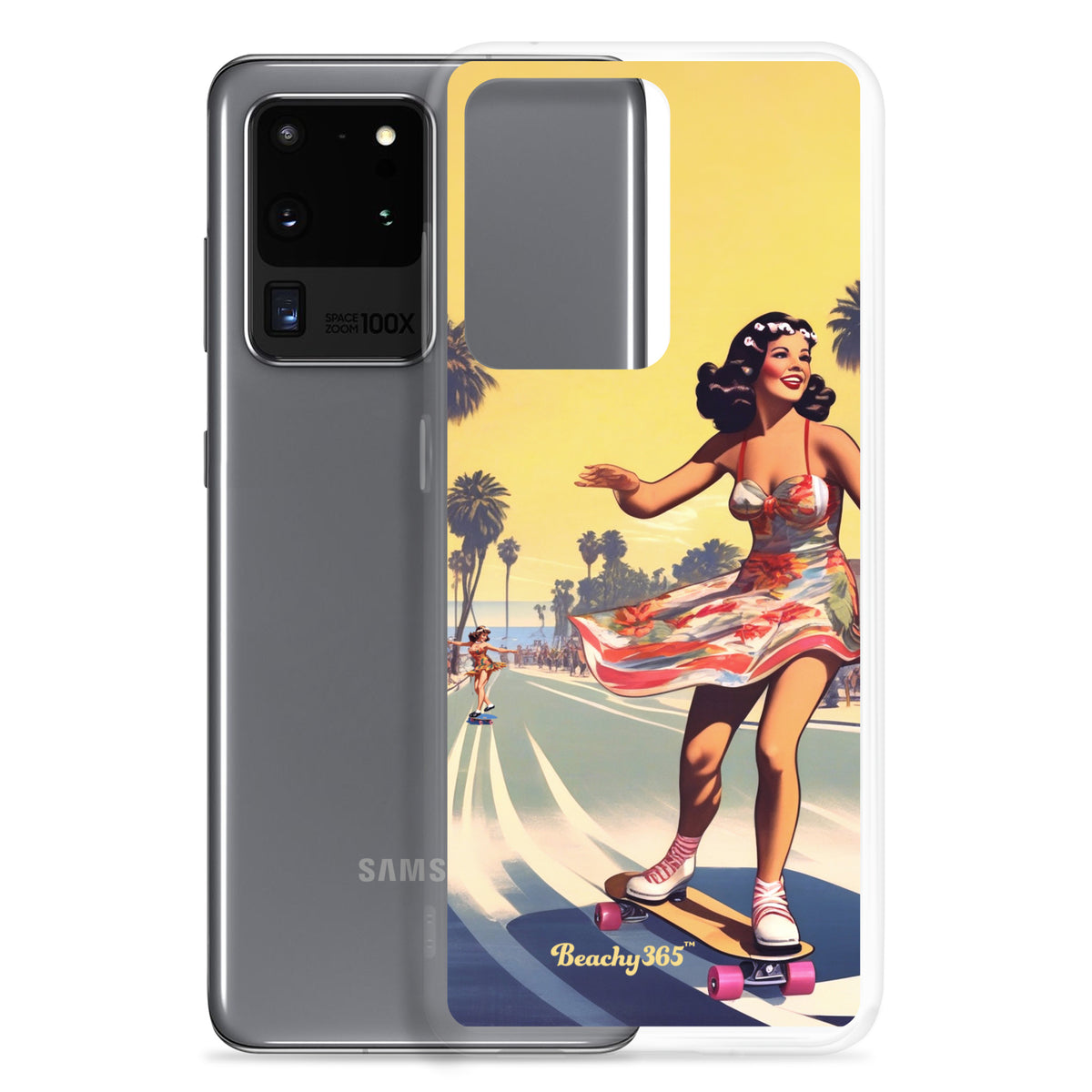Retro Beach Skateboard Lady Samsung Phone Case