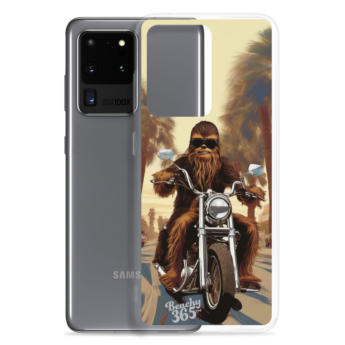 Bigfoot Riding Motorcycle at the Beach Samsung Phone Case