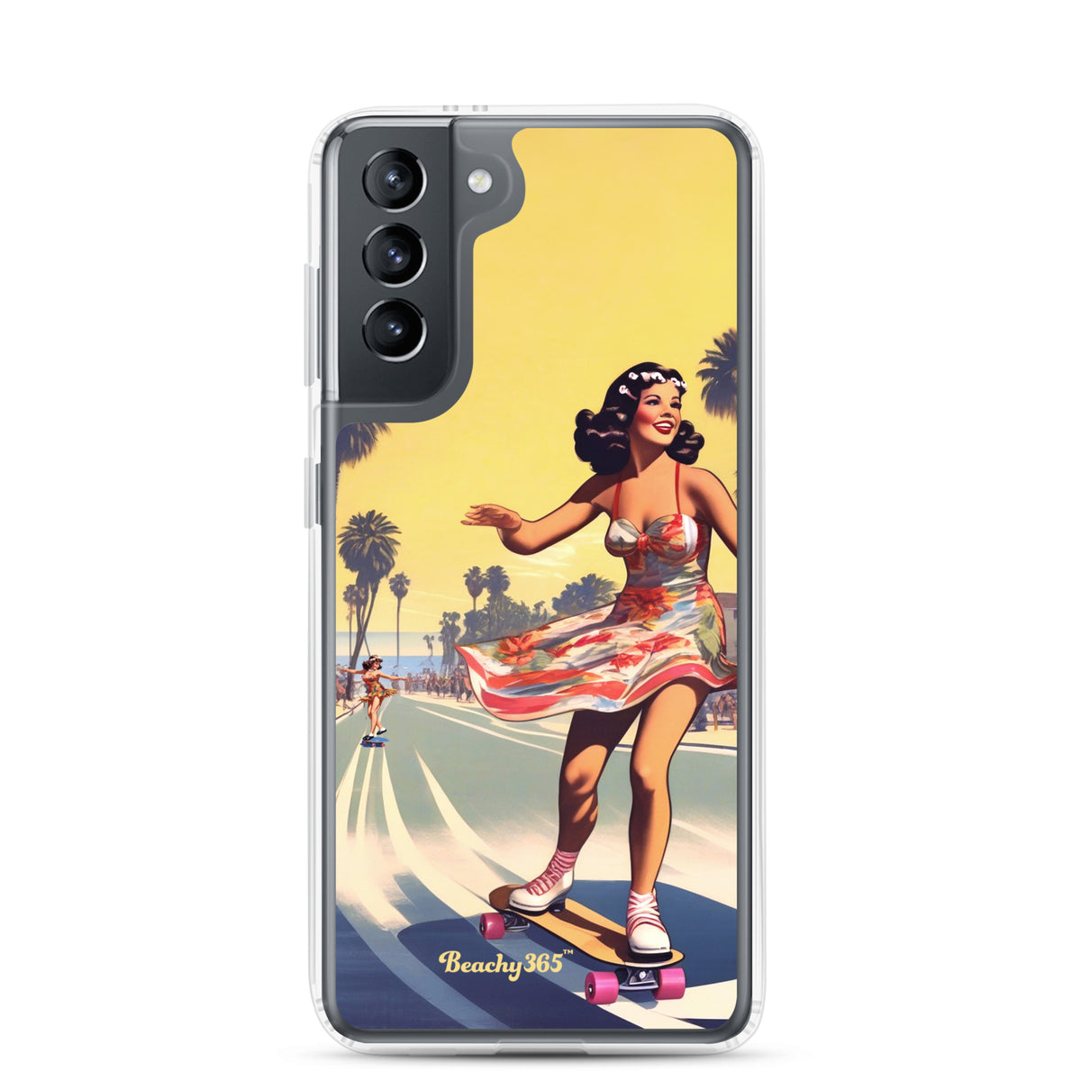 Retro Beach Skateboard Lady Samsung Phone Case