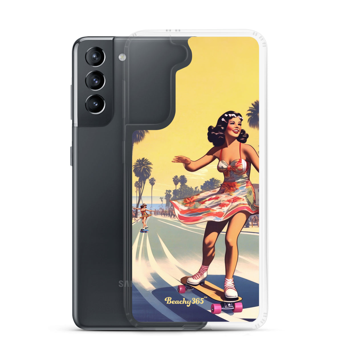 Retro Beach Skateboard Lady Samsung Phone Case