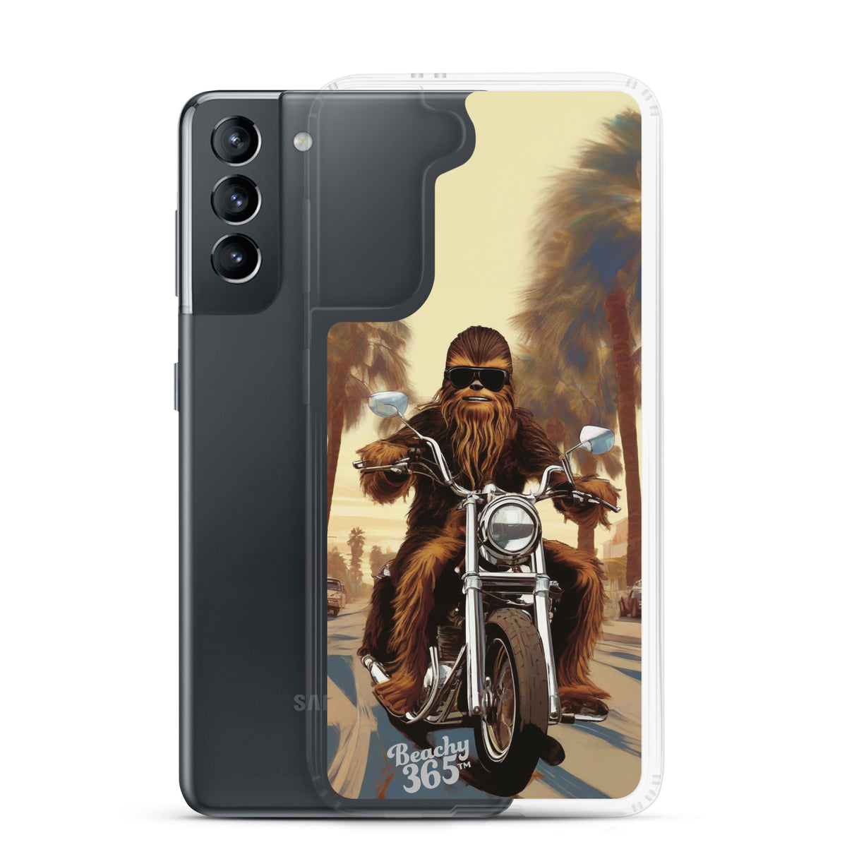 Bigfoot Riding Motorcycle at the Beach Samsung Phone Case