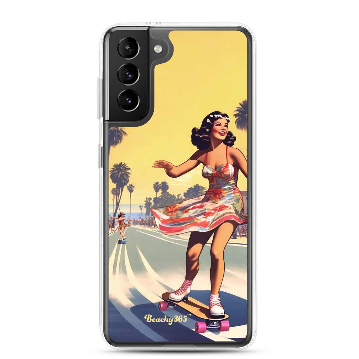Retro Beach Skateboard Lady Samsung Phone Case
