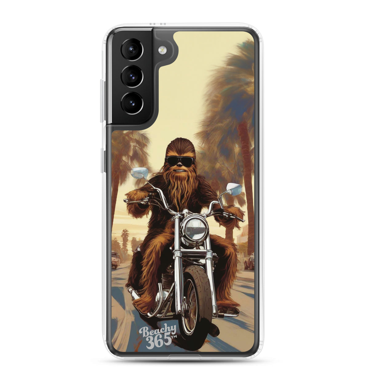 Bigfoot Riding Motorcycle at the Beach Samsung Phone Case
