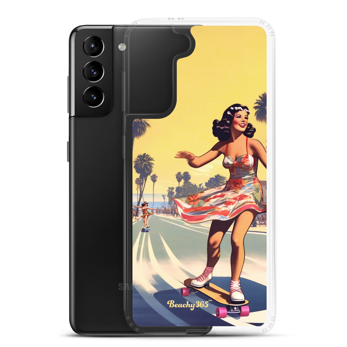 Retro Beach Skateboard Lady Samsung Phone Case