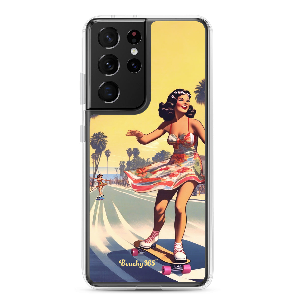 Retro Beach Skateboard Lady Samsung Phone Case