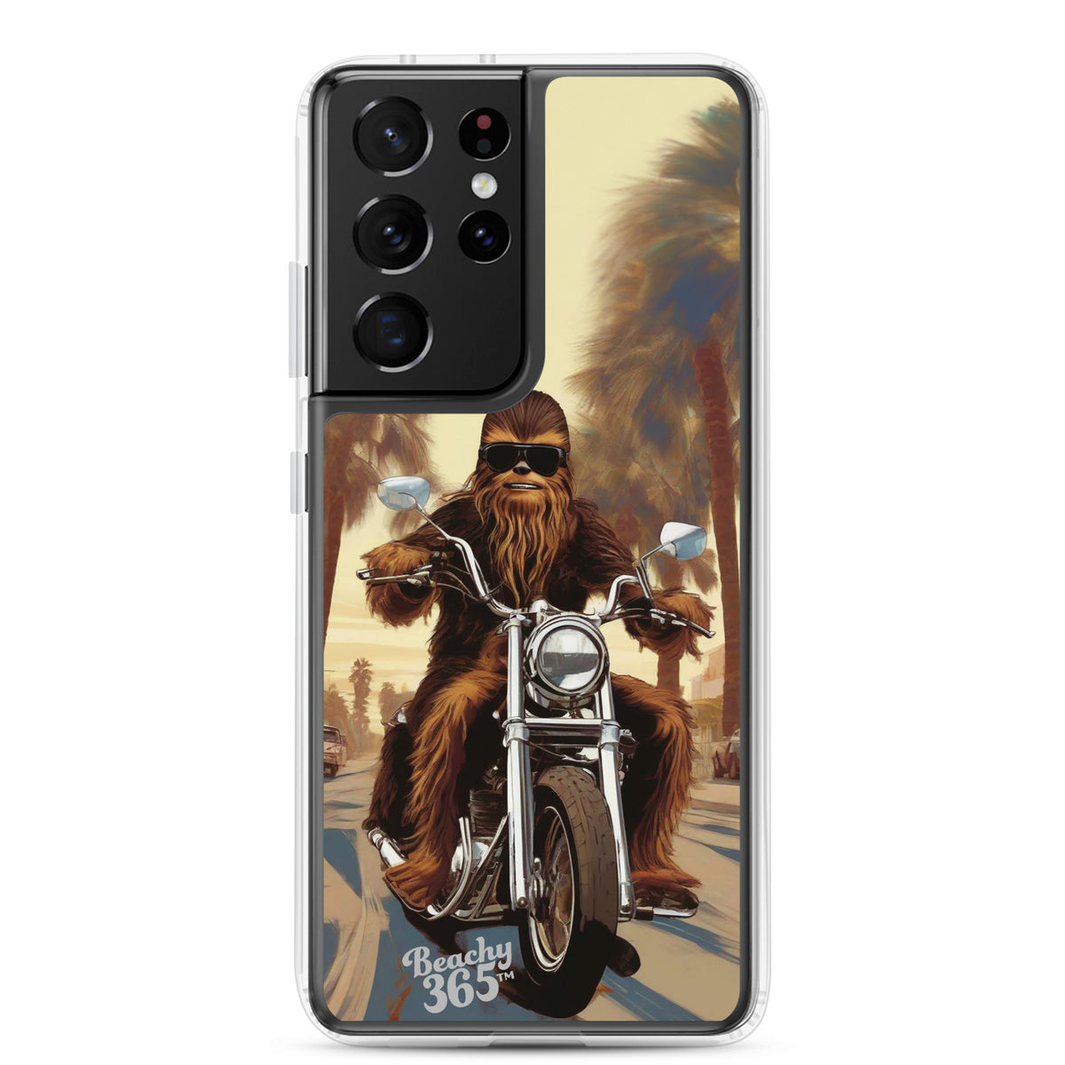 Bigfoot Riding Motorcycle at the Beach Samsung Phone Case