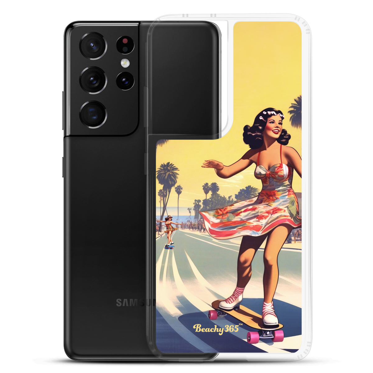 Retro Beach Skateboard Lady Samsung Phone Case