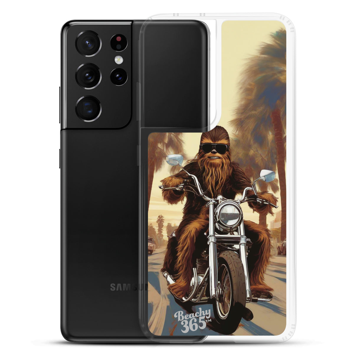 Bigfoot Riding Motorcycle at the Beach Samsung Phone Case