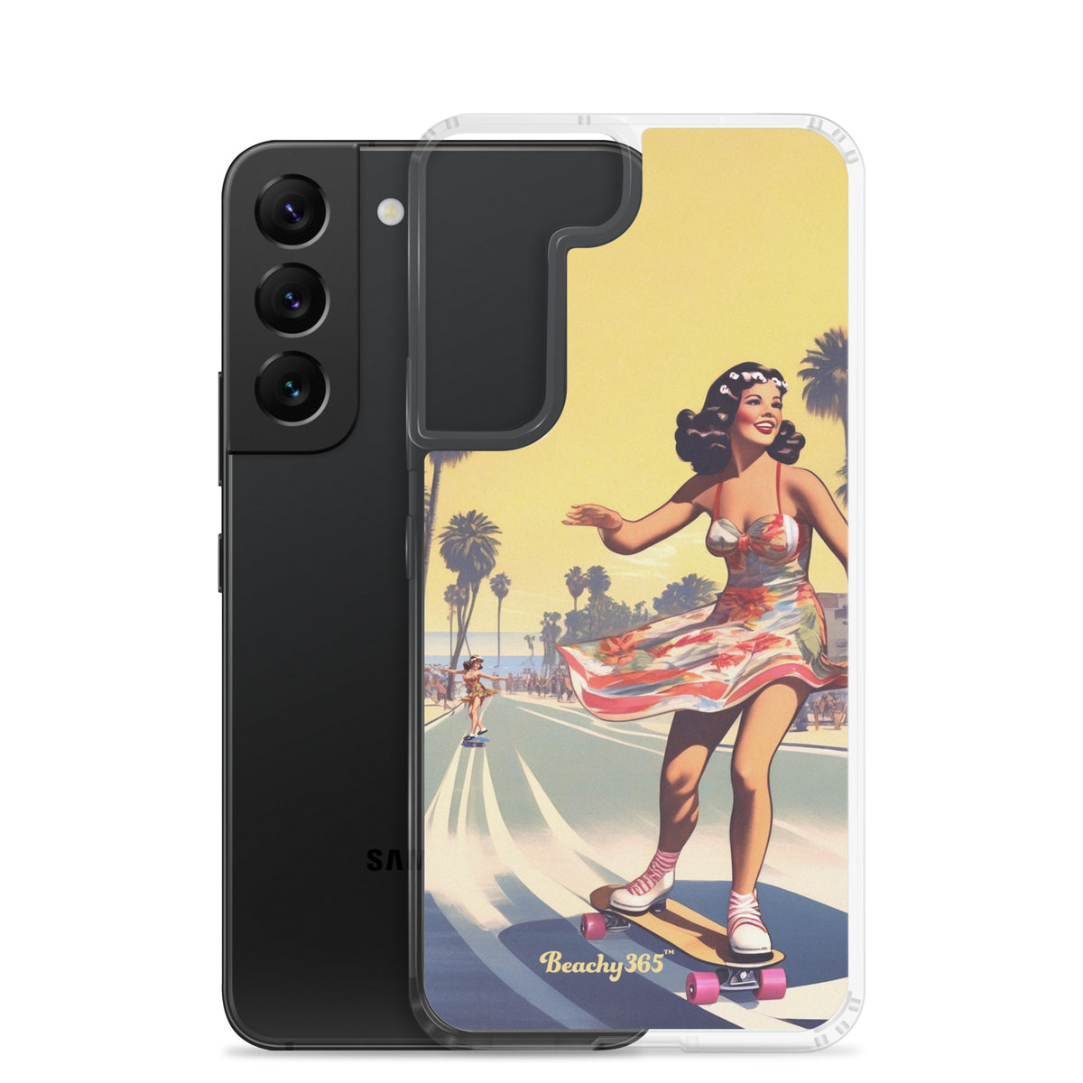 Retro Beach Skateboard Lady Samsung Phone Case