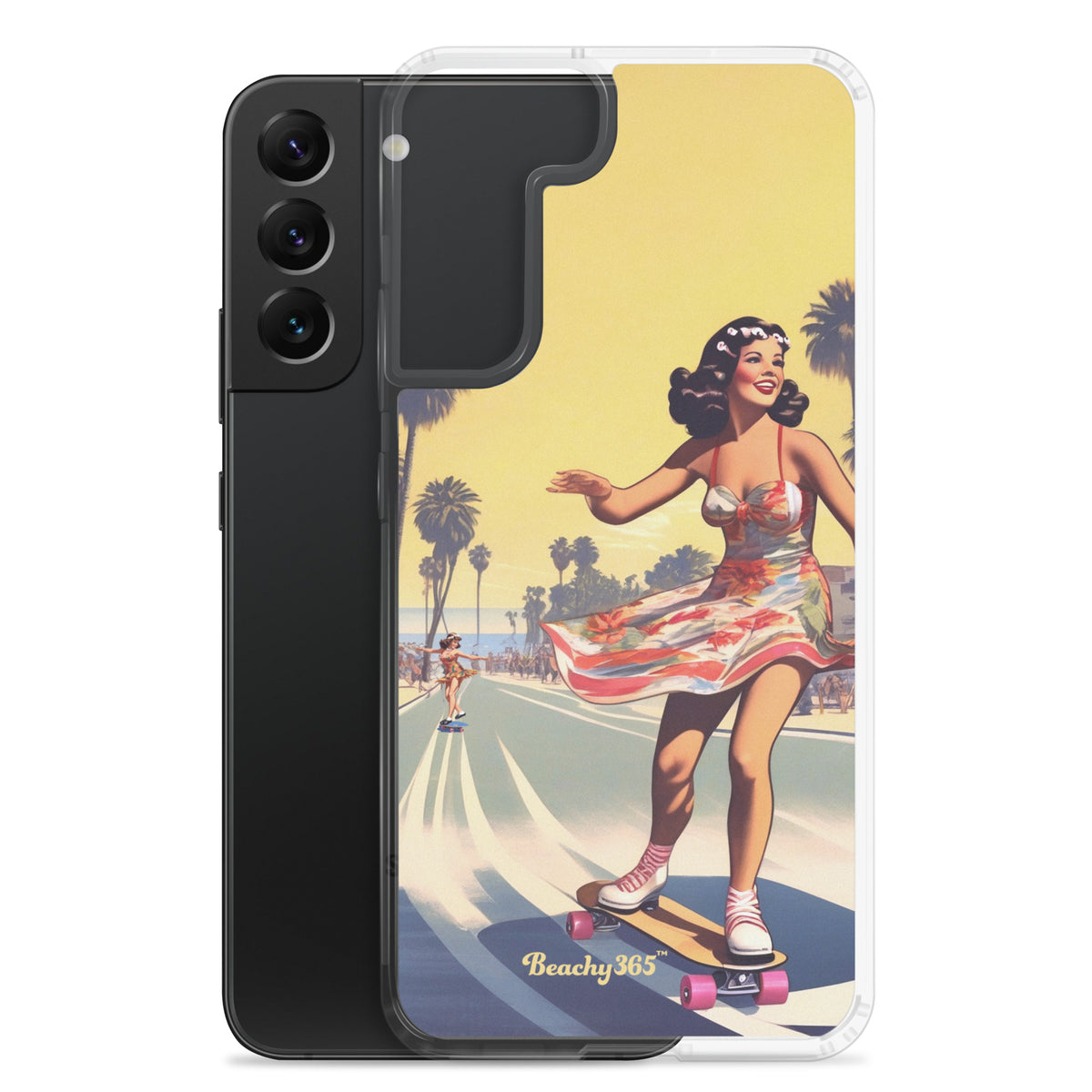 Retro Beach Skateboard Lady Samsung Phone Case