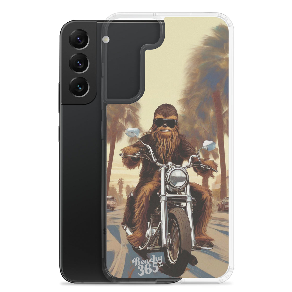 Bigfoot Riding Motorcycle at the Beach Samsung Phone Case