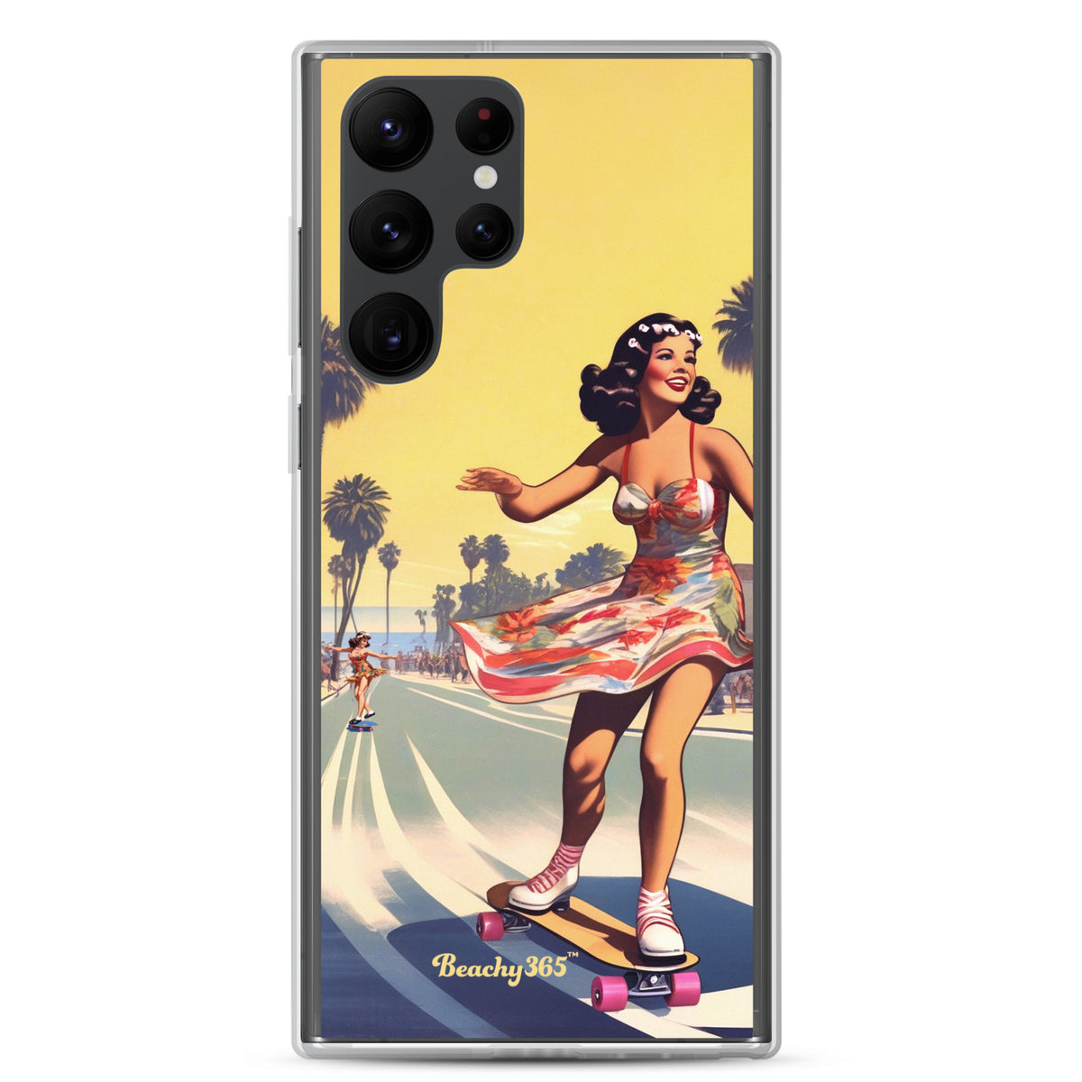 Retro Beach Skateboard Lady Samsung Phone Case