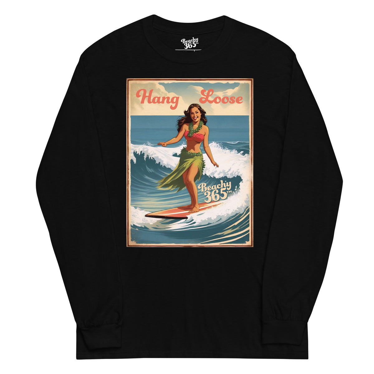 Hang Loose - Hula Surfer Lady Long Sleeve Tee