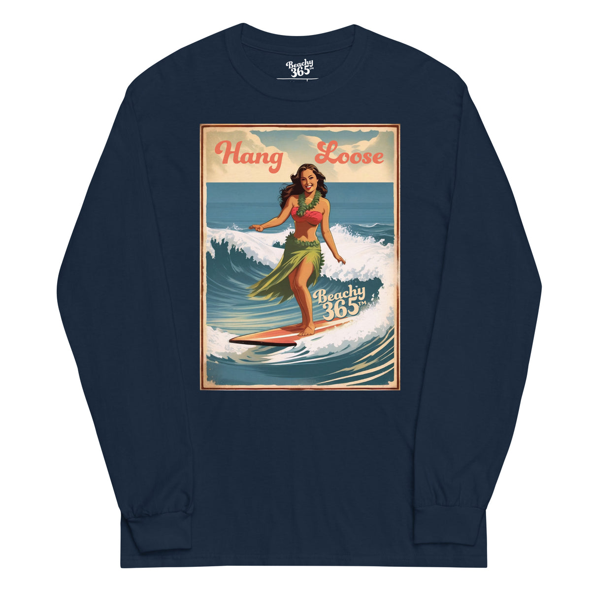 Hang Loose - Hula Surfer Lady Long Sleeve Tee