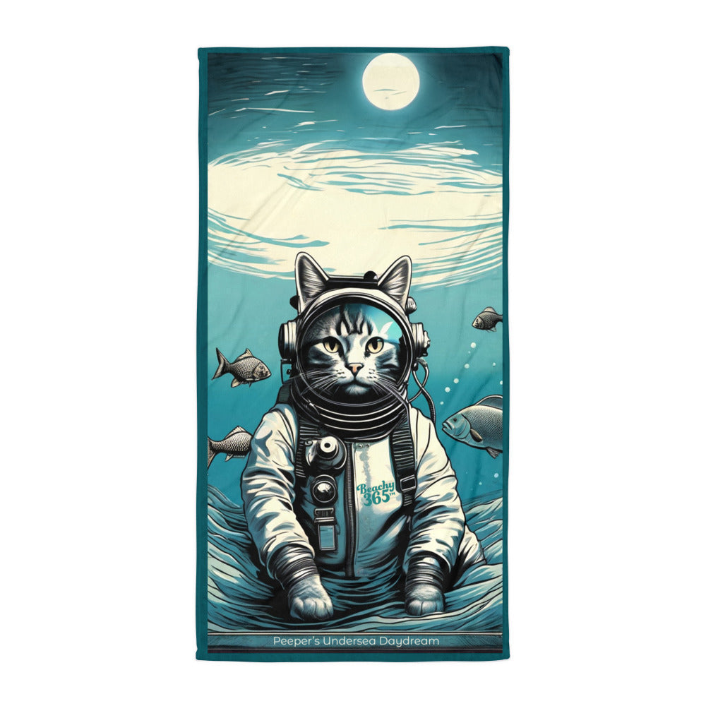 Peeper the Cat's Undersea Daydream Towel