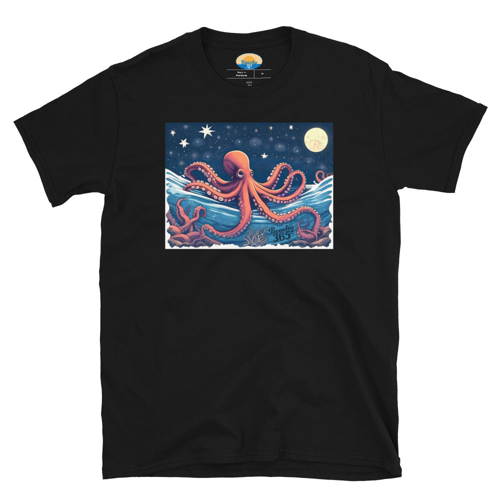 Octopus Under Moon and Stars Tee