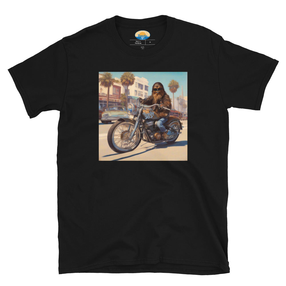 Beach-Cruising Motorcycle Bigfoot in Jeans Tee