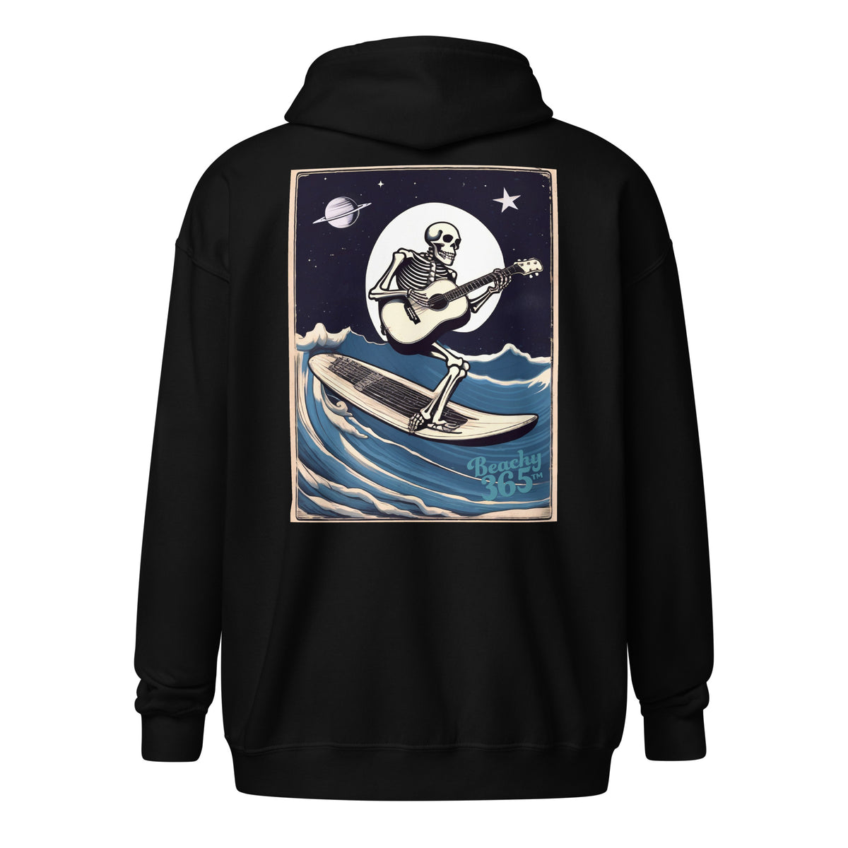 Skeleton Playing Guitar Surfing Zip Hoodie