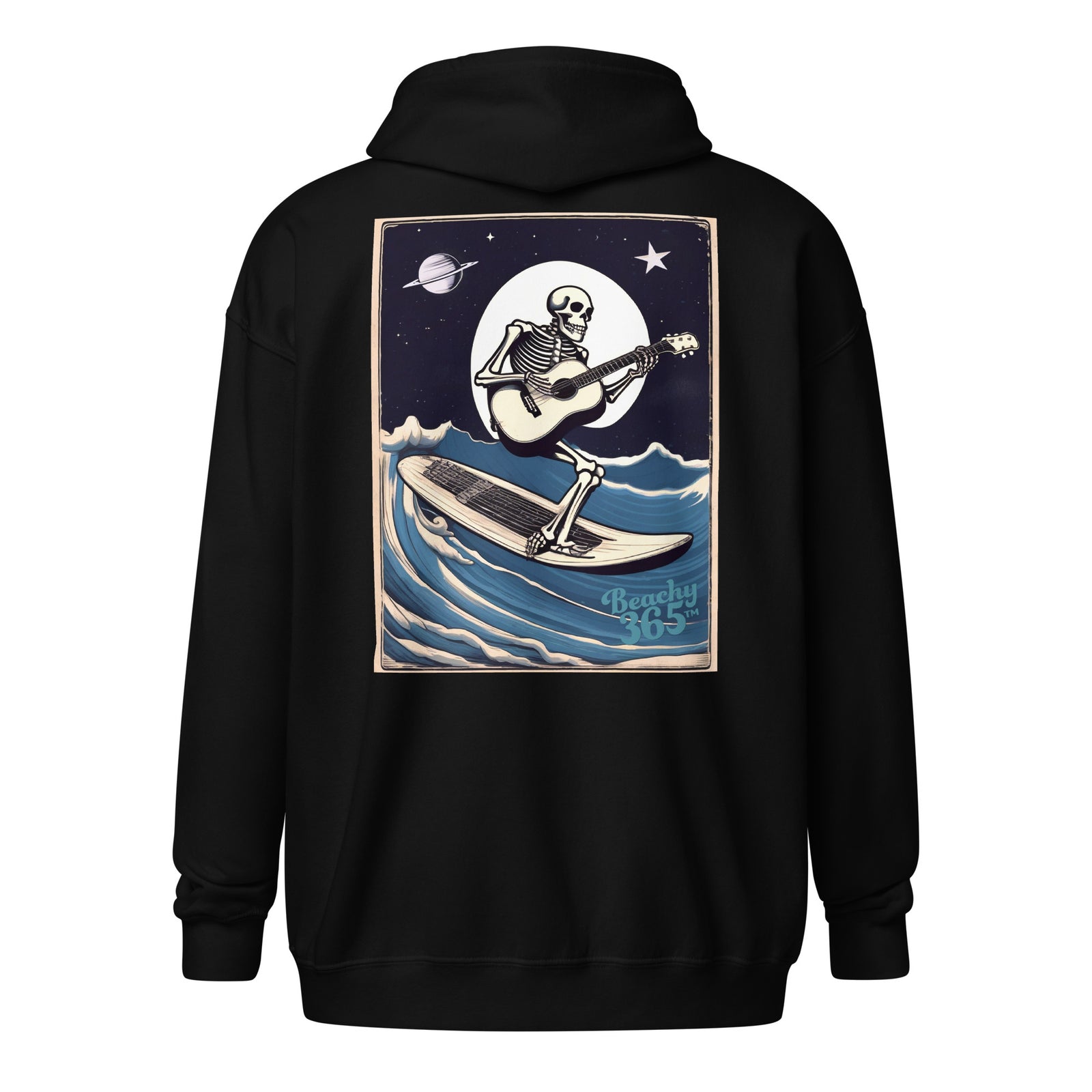 Skeleton Playing Guitar Surfing Zip Hoodie