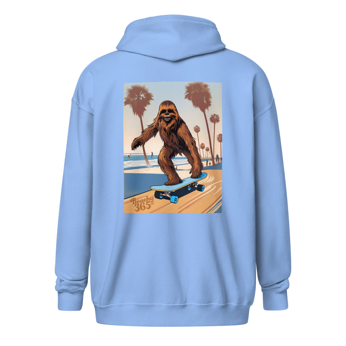 Bigfoot Longboard Walking at the Beach Zip Hoodie