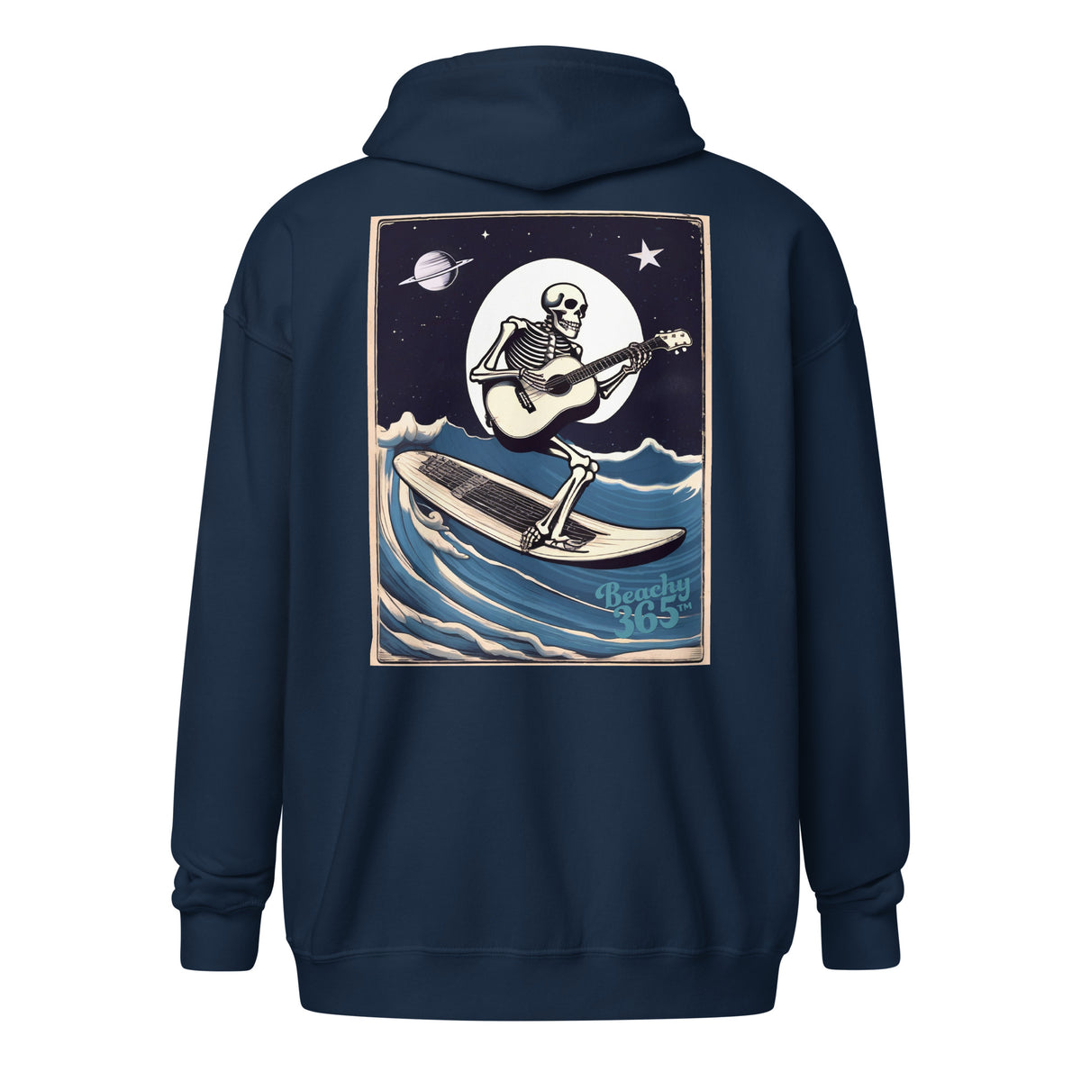 Skeleton Playing Guitar Surfing Zip Hoodie