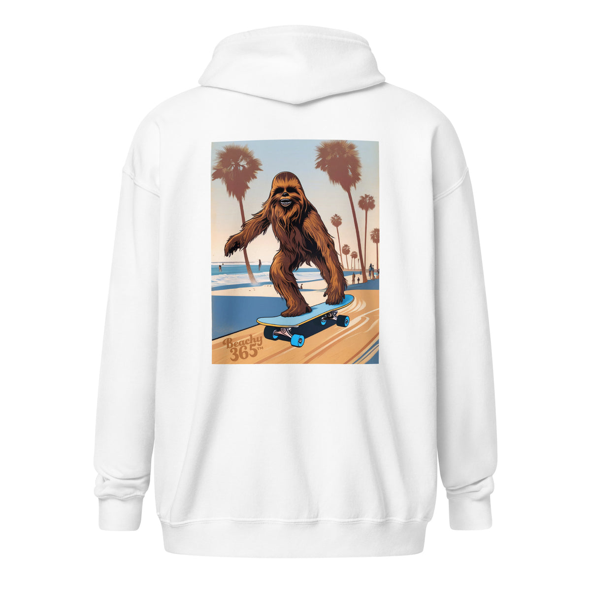 Bigfoot Longboard Walking at the Beach Zip Hoodie