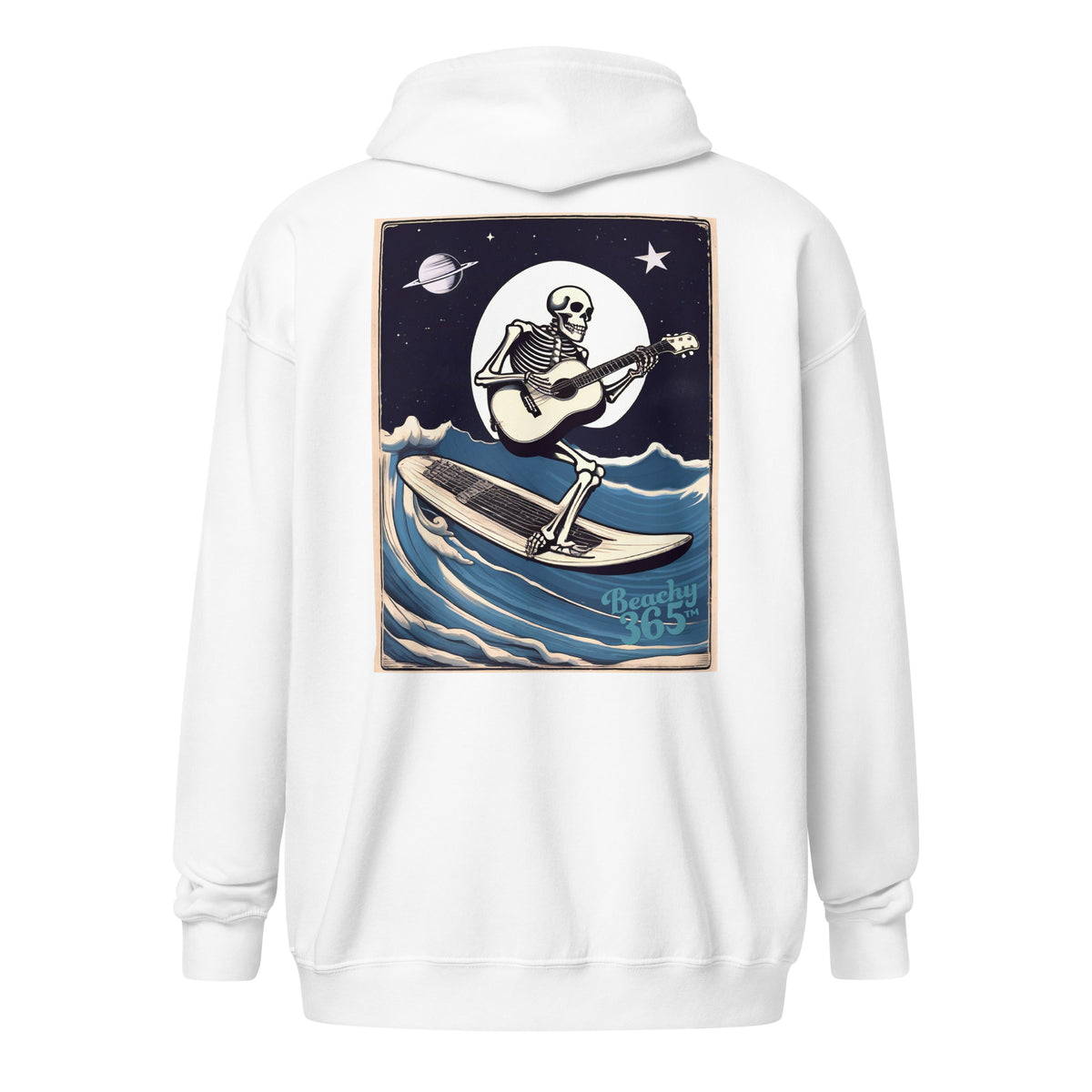 Skeleton Playing Guitar Surfing Zip Hoodie