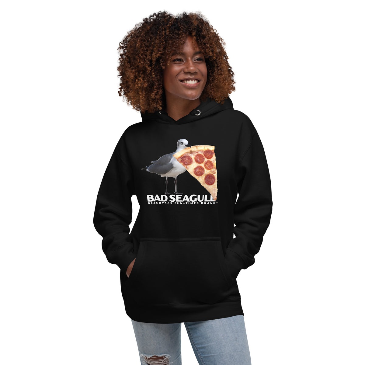 Bad Seagull Jumbo Pizza Logo Hoodie