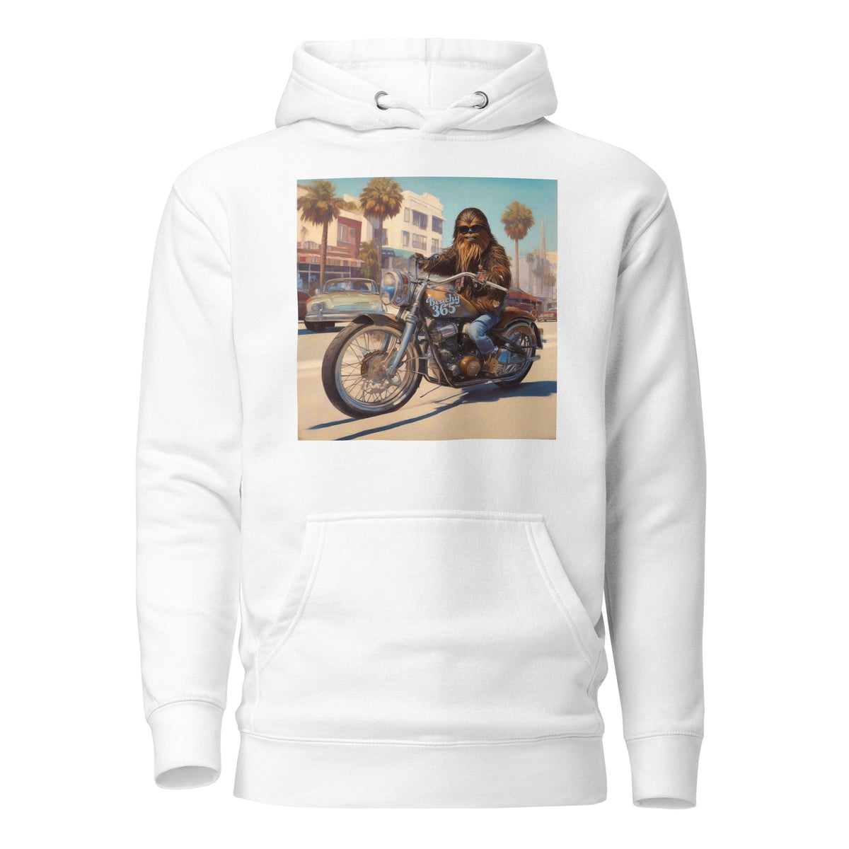 Beach-Cruising Motorcycle Bigfoot in Jeans Hoodie