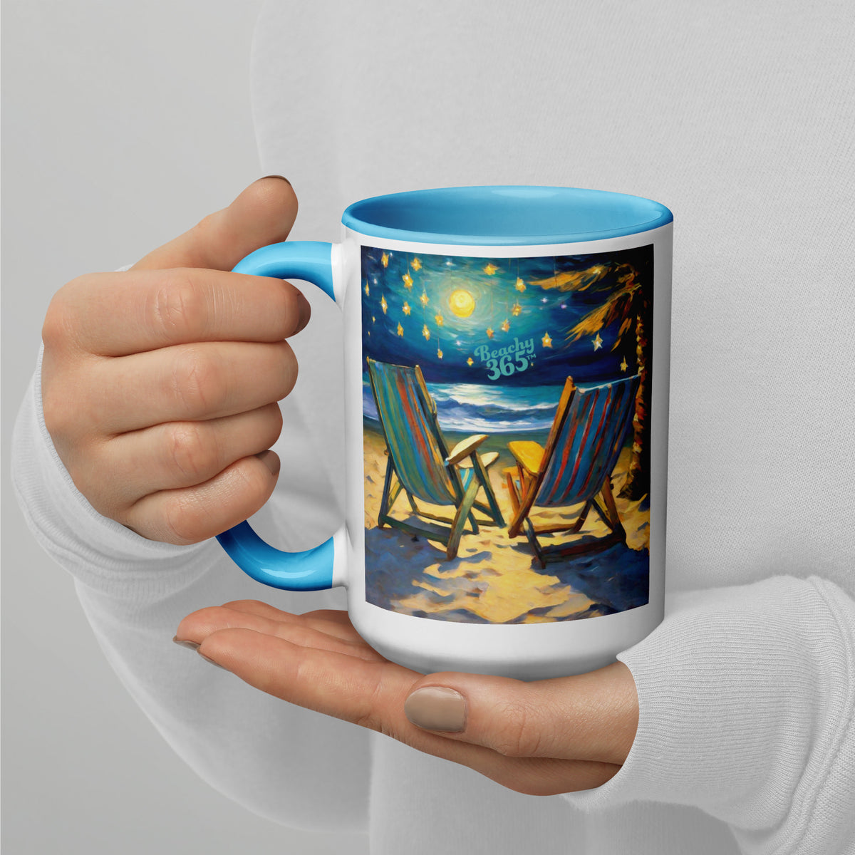 Dreamy Starlight Beach Mug with Blue Accents