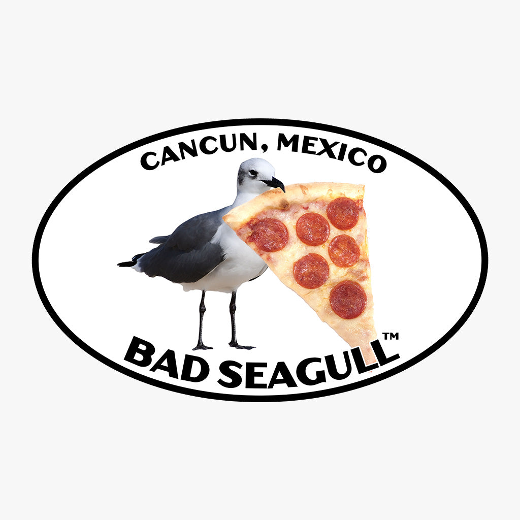 Cancun Mexico Bad Seagull with Pizza Tee