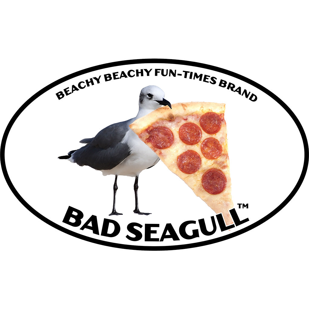 Bad Seagull with Pizza Car Sticker - Oval