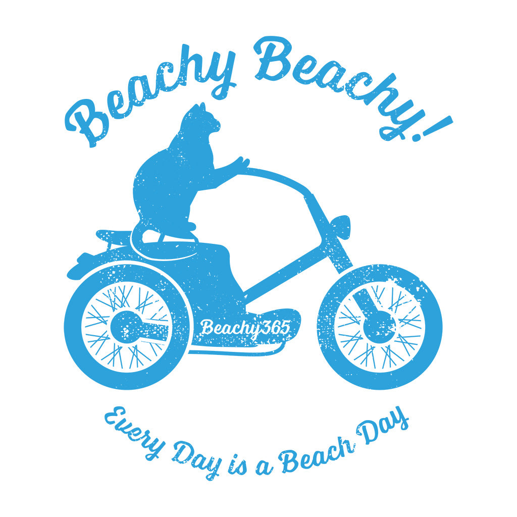 Beachy Beachy Vintage Scooter-Cat Car Sticker - Shape Cut