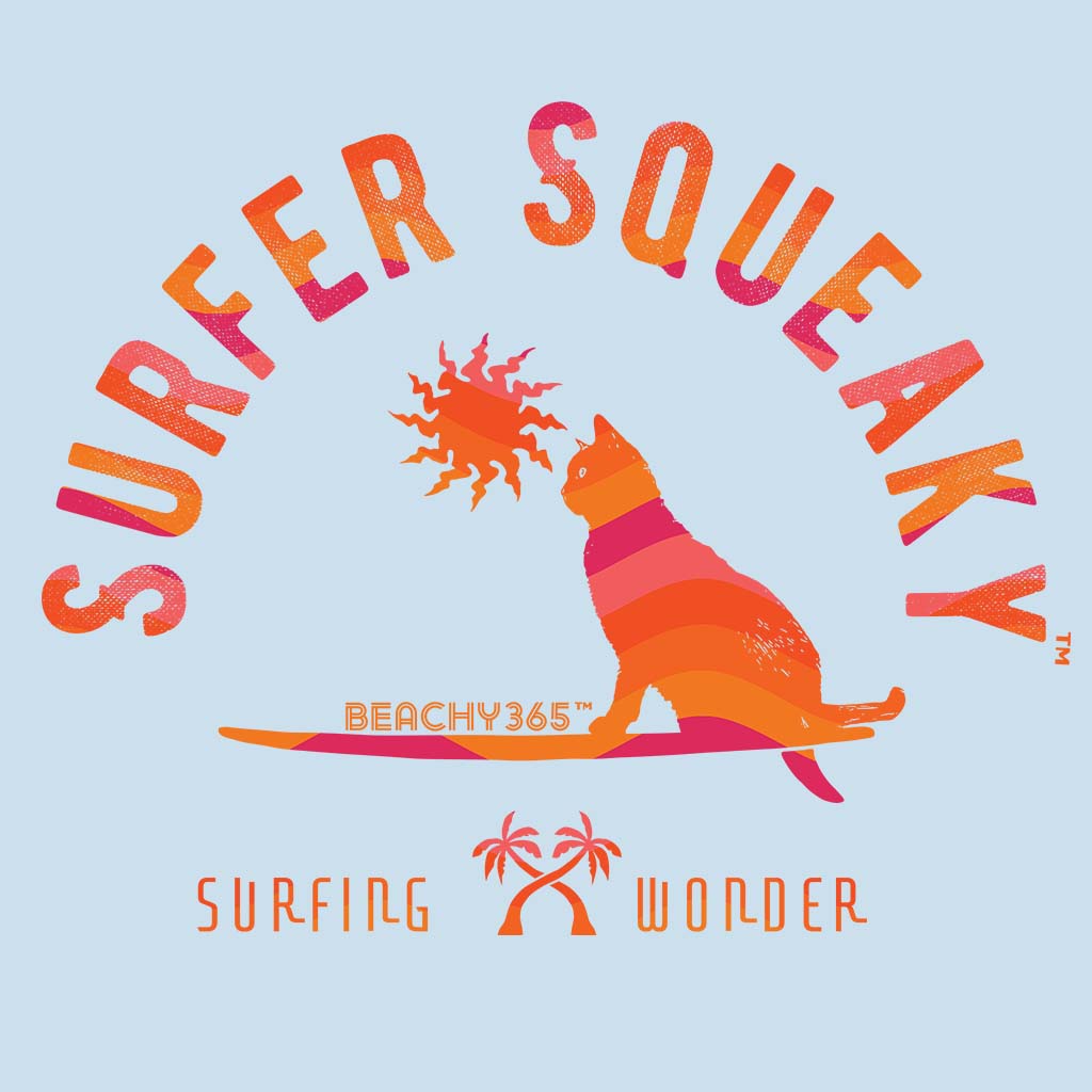 Surfer Squeaky Surfing Wonder Cat Vintage Eco-Friendly Women's V-Neck Tee