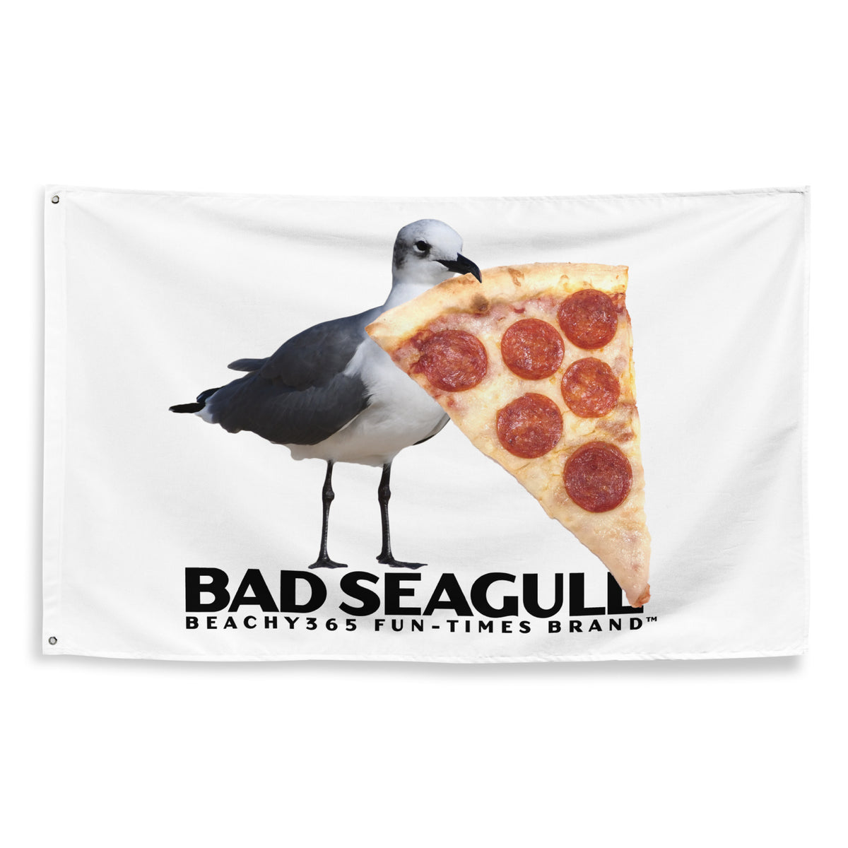 Bad Seagull Jumbo Pizza Logo Flag
