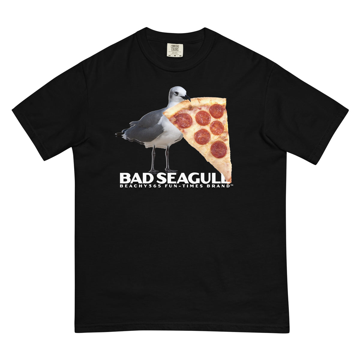 Bad Seagull Jumbo Pizza Logo Comfort Colors Tee