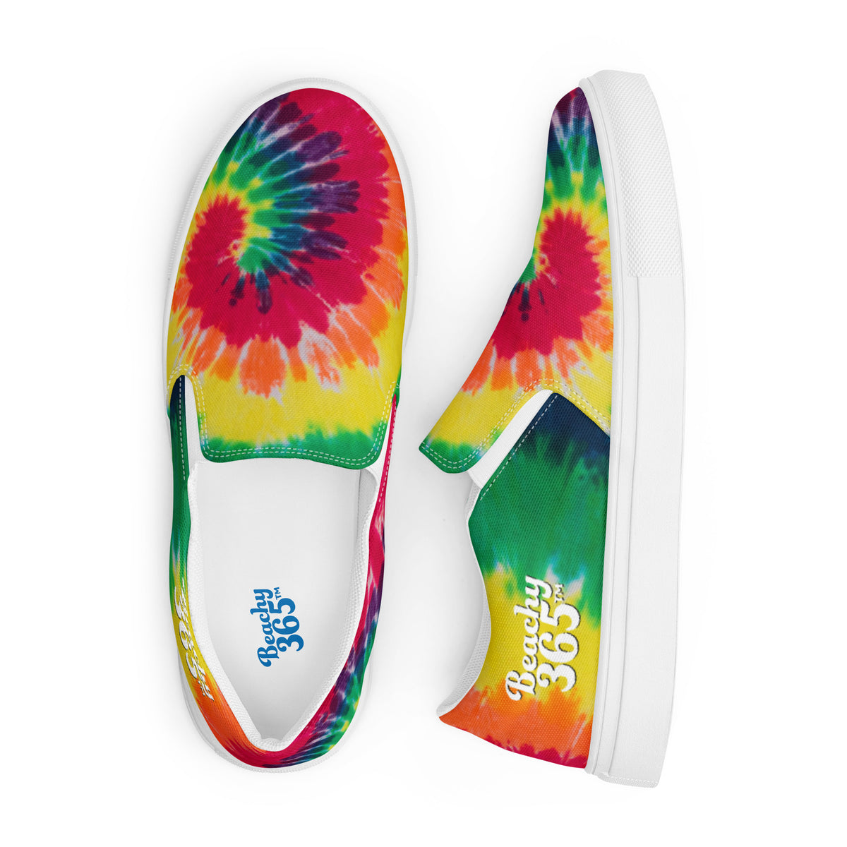Rainbow TieDye Men’s SlipOn Canvas Shoes Beachy365