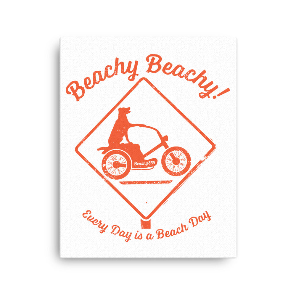 Beachy Beachy Vintage Scooter-Dog Crossing Canvas Wall Art