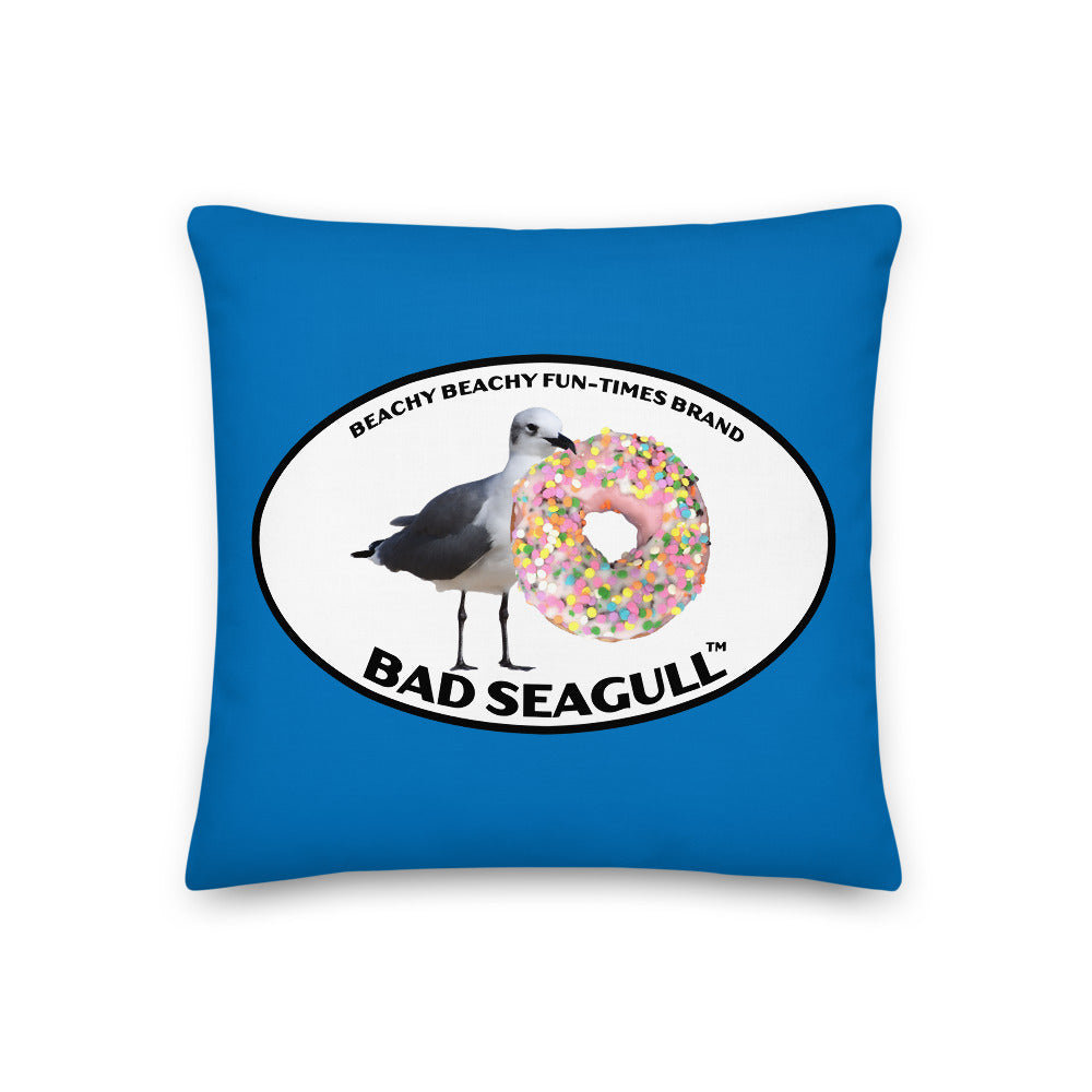 Bad Seagull with Doughnut Pillow - 2-Sided Print