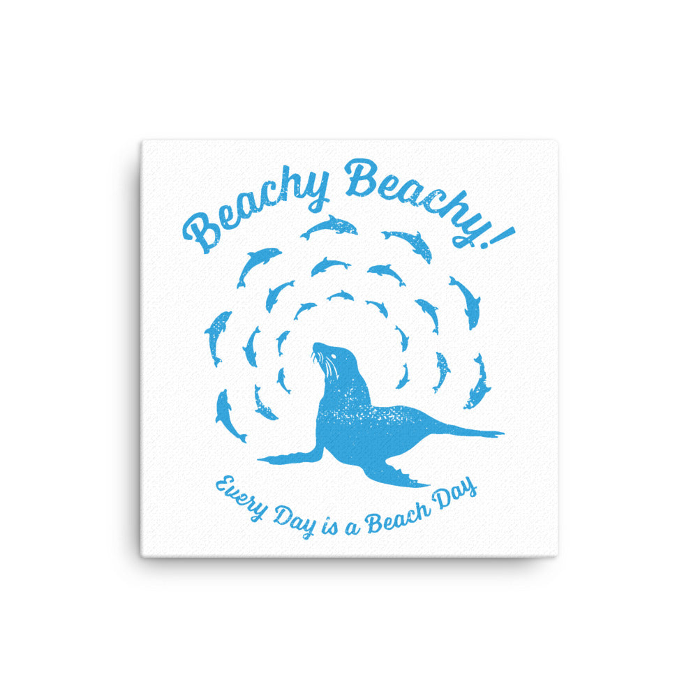 Beachy Beachy Vintage Seal and Dolphins Canvas Wall Art